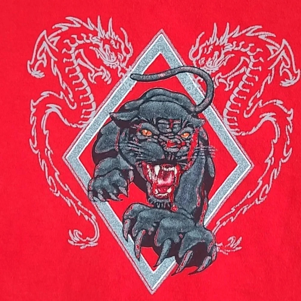 Vintage Y2K No Boundaries Chili Pepper Red Tattoo Jaguar Print Tee Tshirt Size S - Picture 6 of 15